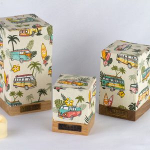 Les trois lanternes «Le P'tit Villard» : photophores à bougie LED, par l'Atelier Villard.
