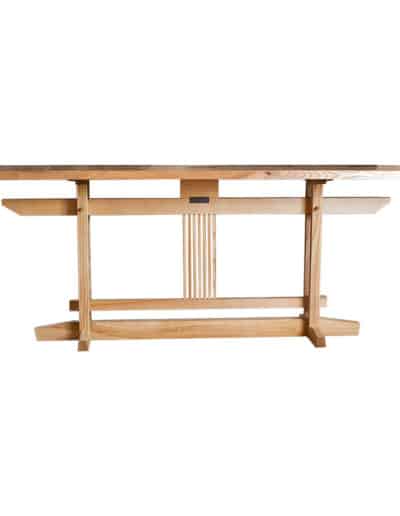 Console artisanale Shintô en frêne massif inspirée du torii japonais - Atelier Villard Normandie
