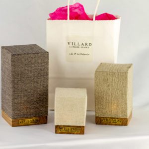 Les trois lanternes «Le P'tit Villard» : photophores à bougie LED, par l'Atelier Villard.