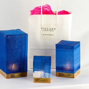 Les trois lanternes «Le P'tit Villard» : photophores à bougie LED, par l'Atelier Villard.