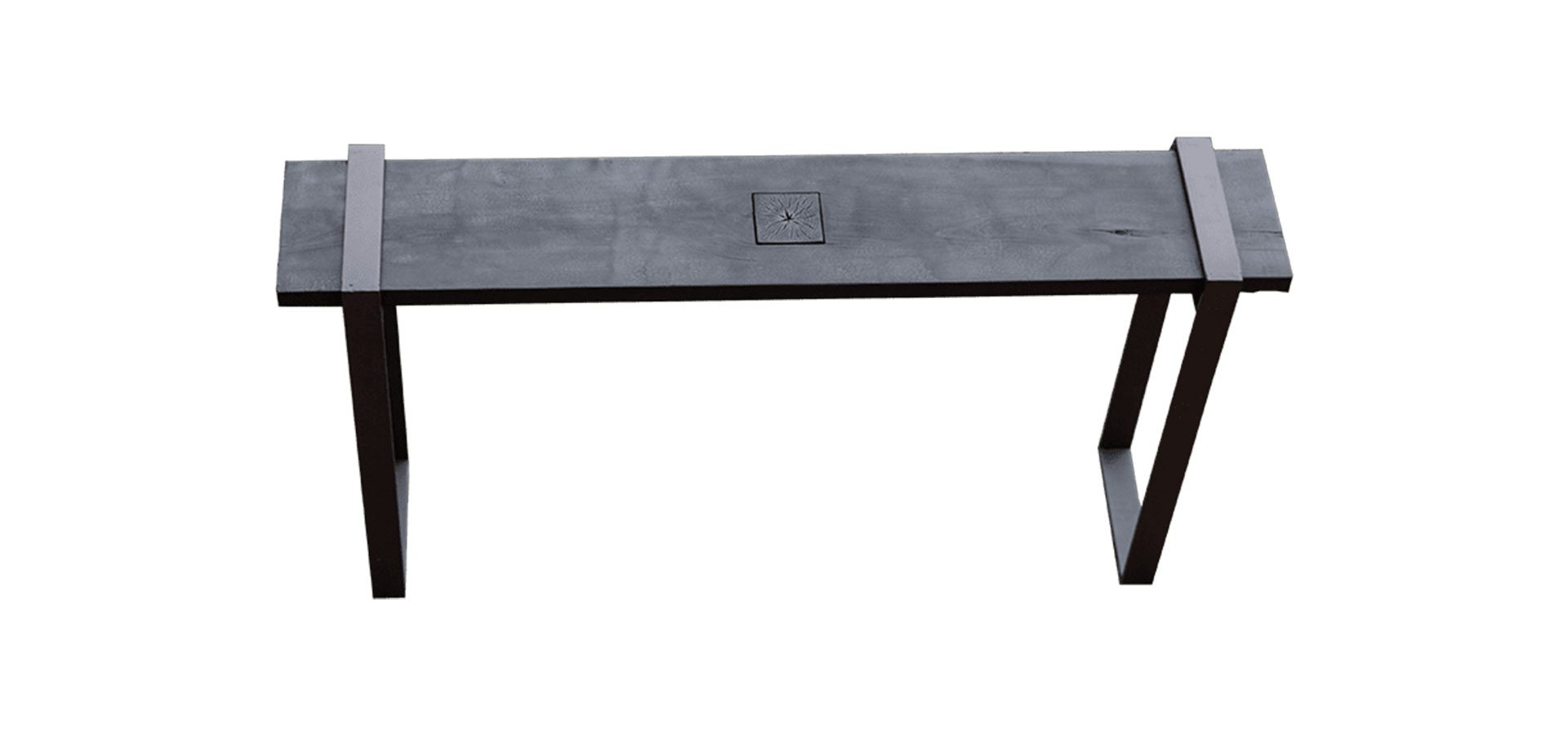 Console Yuugen 幽玄, en bois brûlé et acier, par l'Atelier Villard, ébéniste artisan d'art.